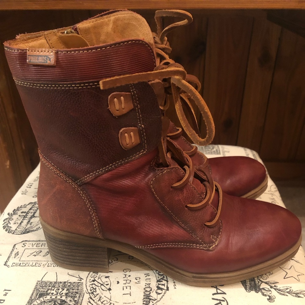 PIKOLINOS Women's Premiun Leather Heeled Boots - Rich Brown